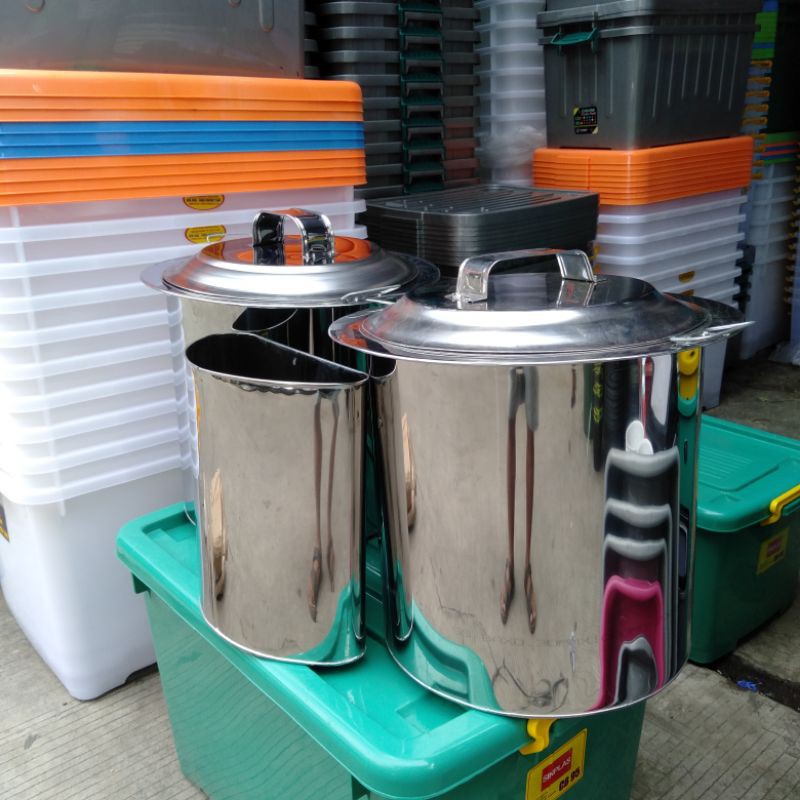 STAINLESS - Panci Mie Ayam / Dandang Sekat Paten dan Lepas Uk 32-35Cm