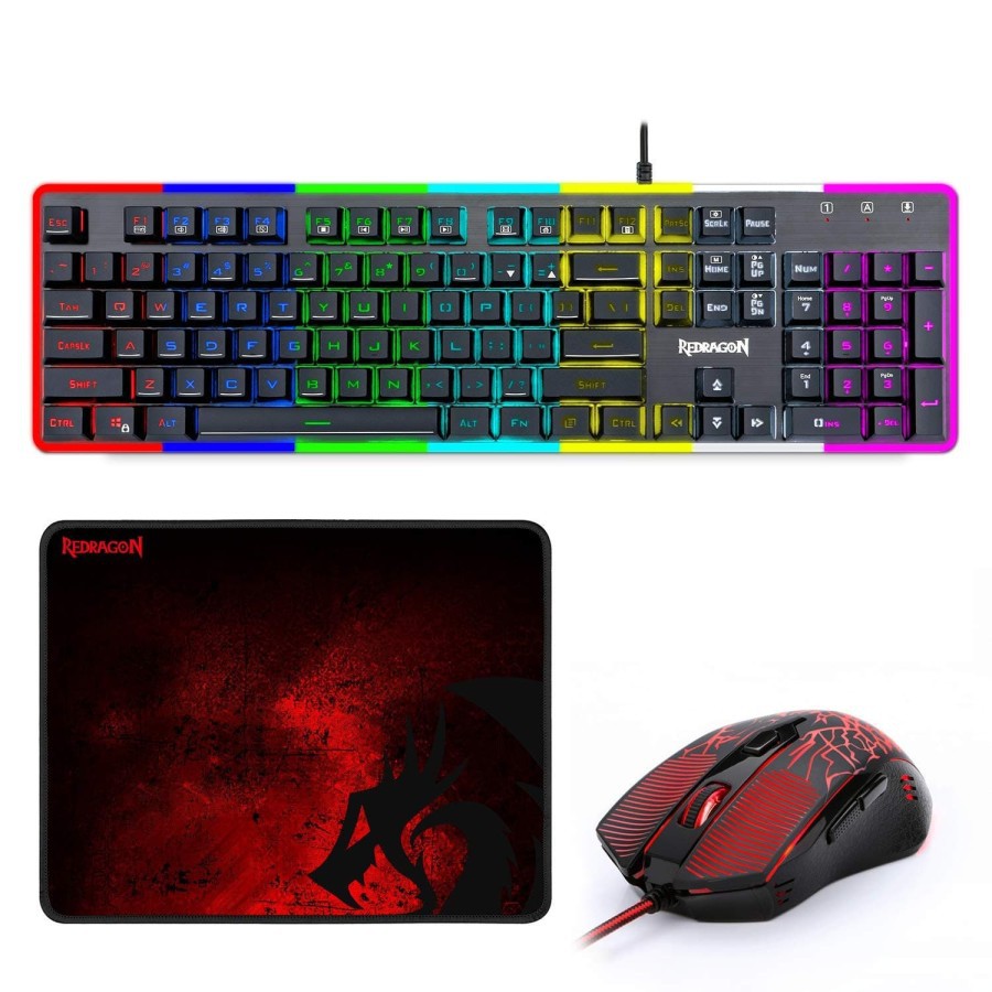 Redragon S107 Gaming Keyboard Mouse Mousepad 3 in 1 Combo