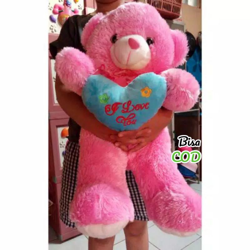 BONEKA TEDDY BEAR LOVE UKURAN XL PINK
