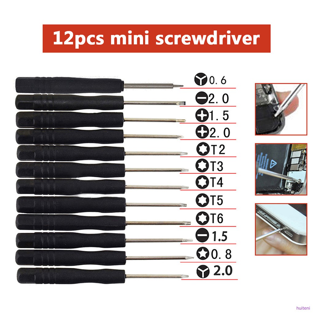 12pcs/set Mini Multi-Function Precision Screwdriver Set Smartphone Tablet Repairing Tools Set  huiteni