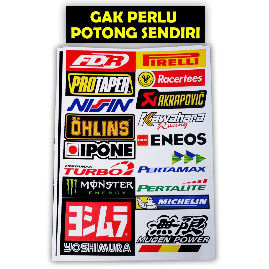 Stiker Motor, Sticker Motor, Stiker Motor Keren, Stiker Racing Motor, Stiker Sponsor Racing, Sticker Racing (PACK 8)