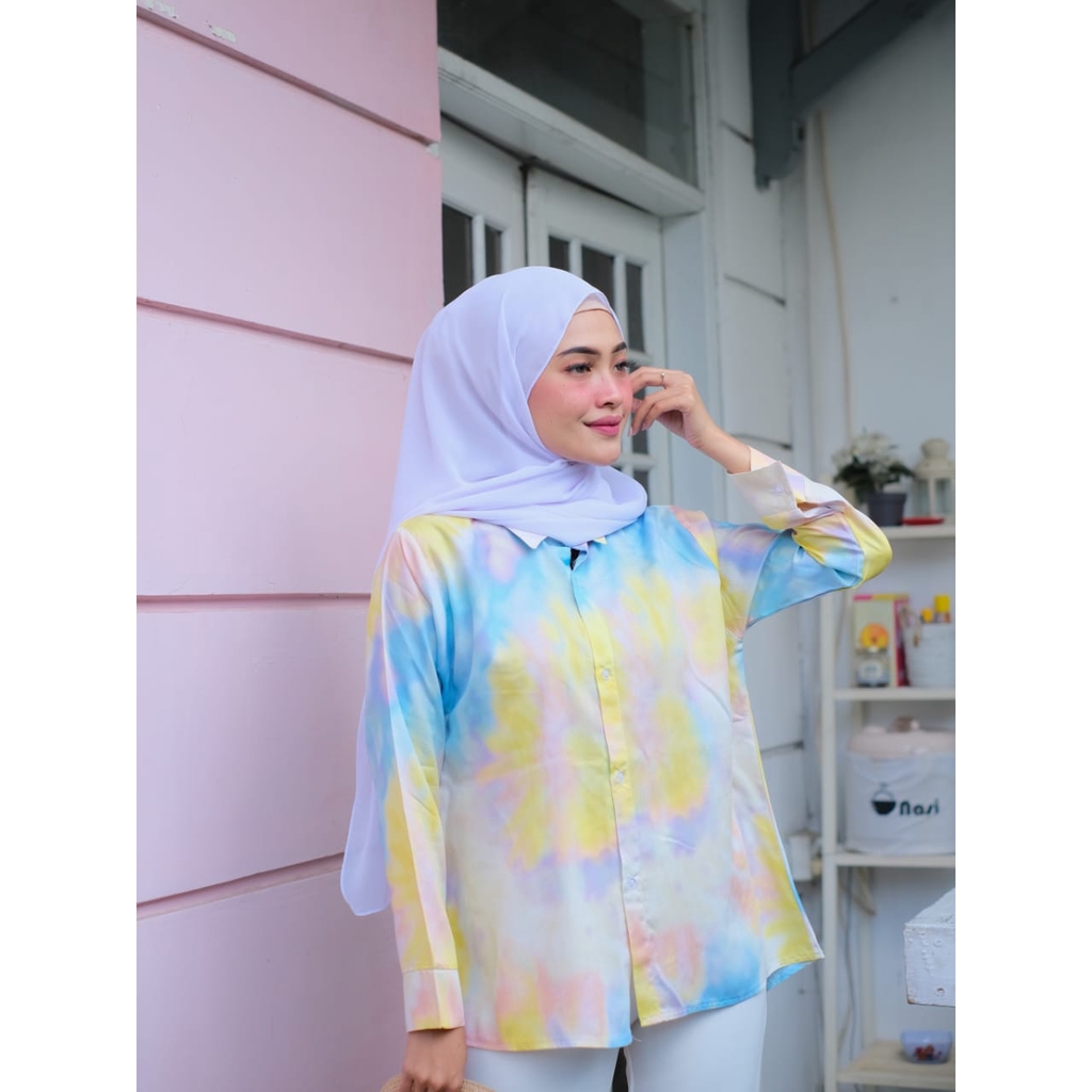 ZAHRA Atasan Pakaian Wanita  Muslim JASMINE Tie Dye | Atasan Kemeja CEWEK Motif