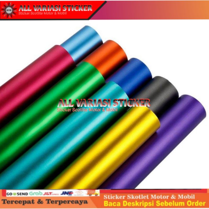 Skotlet Satin Dop Mengkilap Matt Chrome L-45CmxP-50Cm Perekat Kuat Orginal The Best Kualitas Bahan P