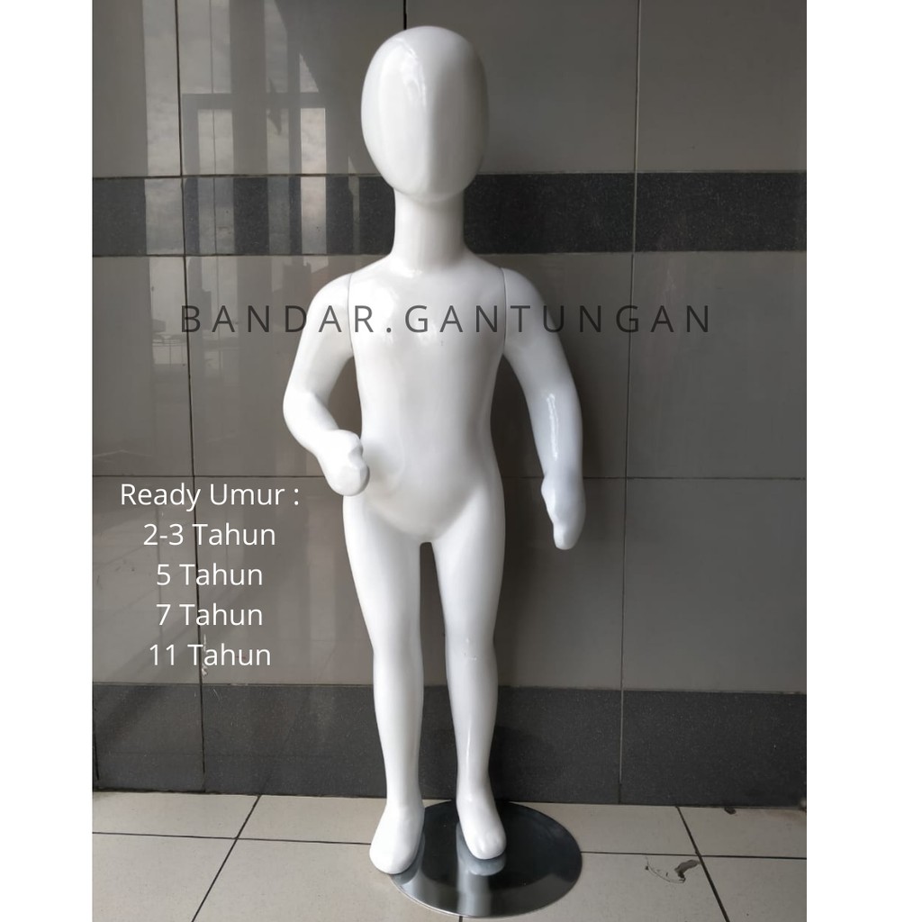 Patung Manekin Full Body Anak Fiber Patung Full Ada Kepala Anak Jari Fiber Warna Putih - SET D