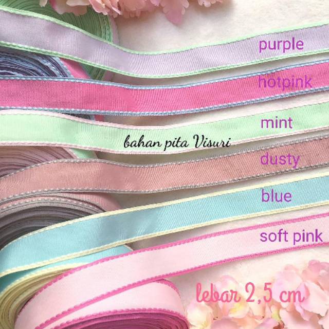 Pita Kain Lis Satu Warna Jelujur 2,5 cm per yard (90 cm)