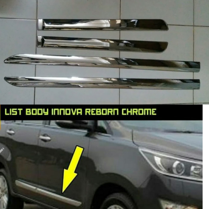 List body LIS BODI samping TOYOTA INNOVA INOVA REBORN 2016 sampai 2023 2022 2021 2020 2019 2018 2017 WARNA CHROME CROME hitam DOFF ribon