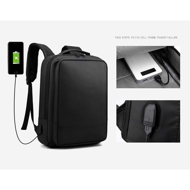 Tas Ransel Laptop Backpack dengan USB Charger Port Tas kerja Pria Wanita Exclusive muat laptop 13 14 15 15,6 inch notebook bagus import bahan Polyester tas bandara airport tas profesional muda tas kantoran kantor tas tangan 2 koper pelindung laptop