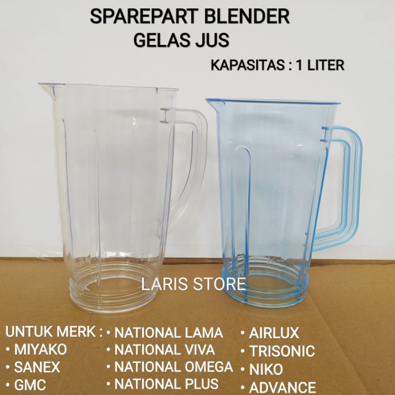 Gelas Tabung Jus 1 Liter Blender Miyako National Advance Trisonic Universal Umum Semua Merk (Hanya Gelas)