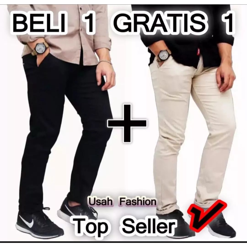 PROMO CELANA PANJANG CHINOS PRIA BELI 1 GRATIS 1