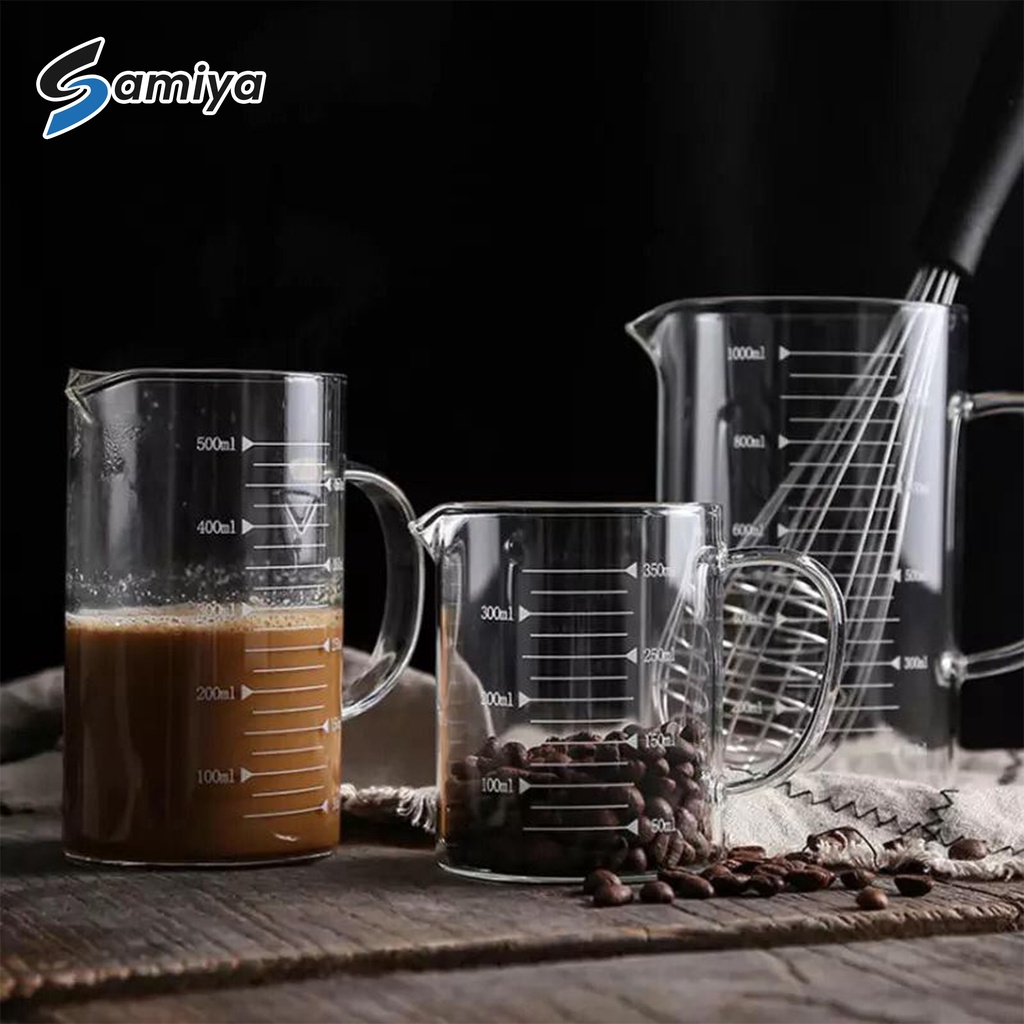 measuring jug glass high borosilicate / gelas ukur kaca free penutup kayu / gelas takar tahan panas