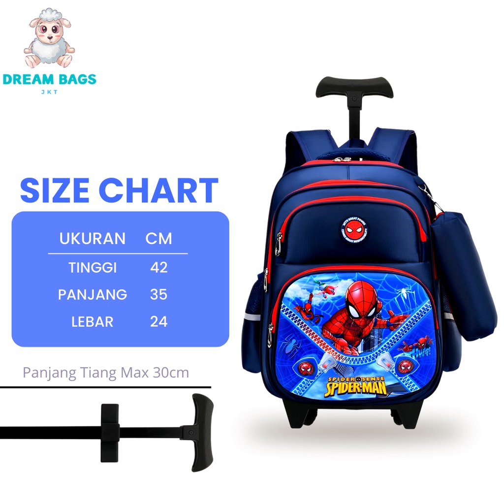Tas Troli Anak Laki Laki Sekolah SD Karakter Import DB-638