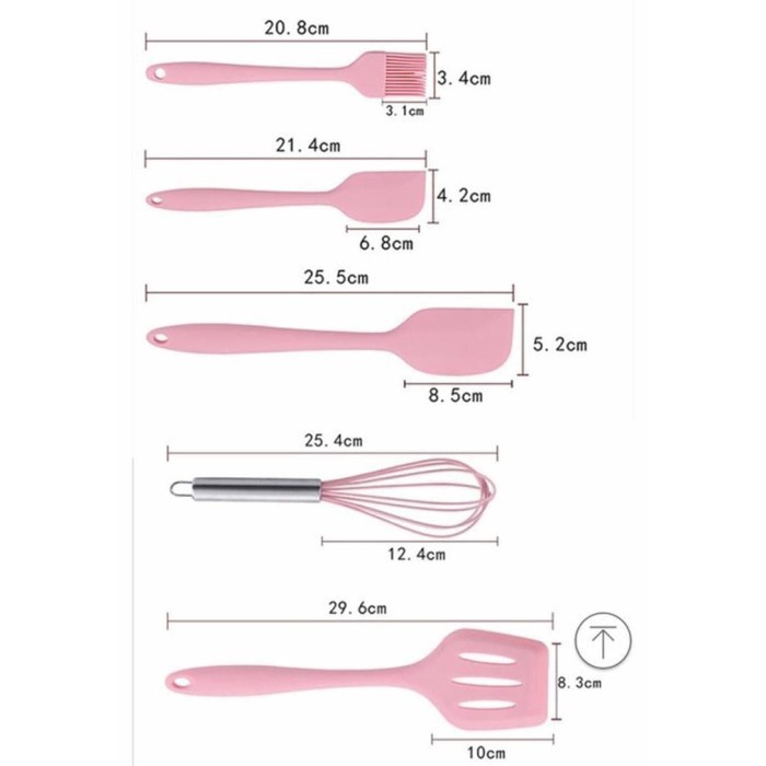 ALAT MASAK SPATULA SET 5 PCS SILIKON SUTIL KITCHEN UTENSIL TAHAN PANAS