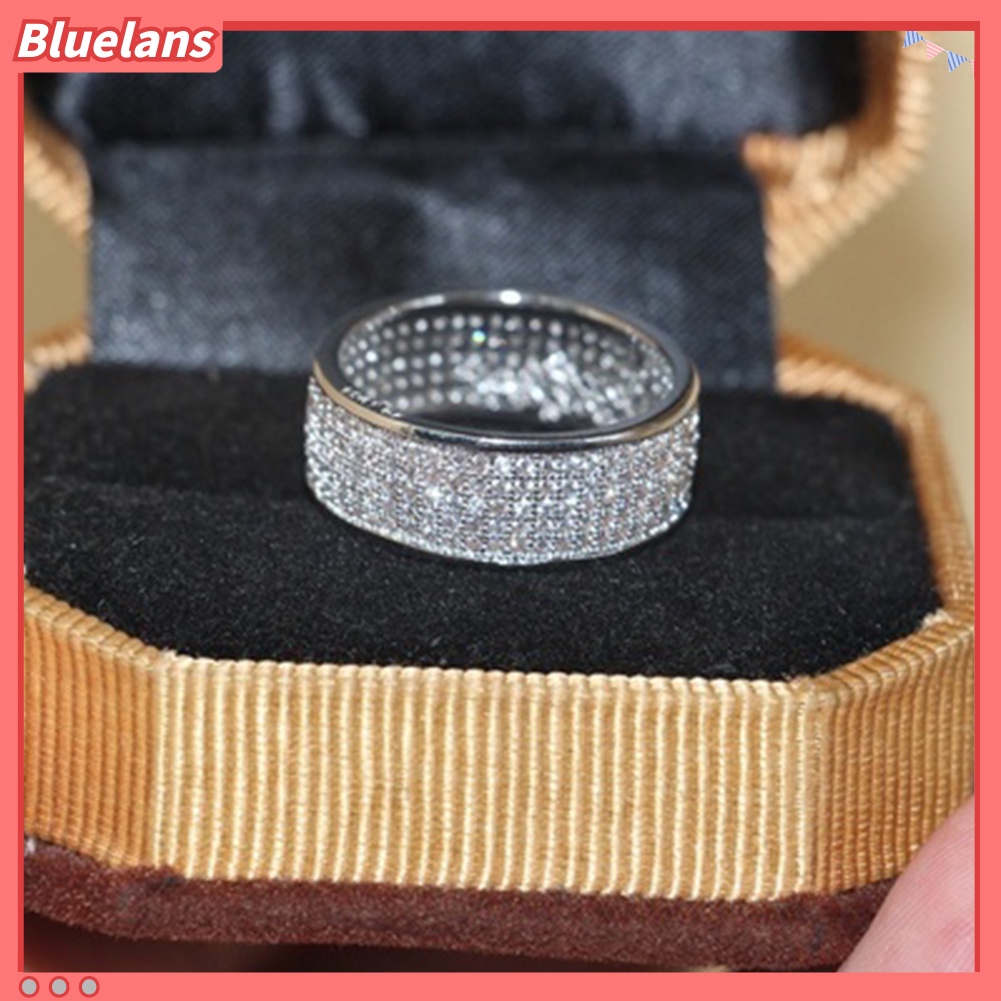 Bluelans Cincin Berlian Imitasi 5 Baris Untuk Pernikahan