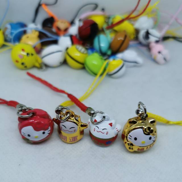 gantungan hp lonceng kecil jingle bells karakter keychain keyring mobile phone straps pendant