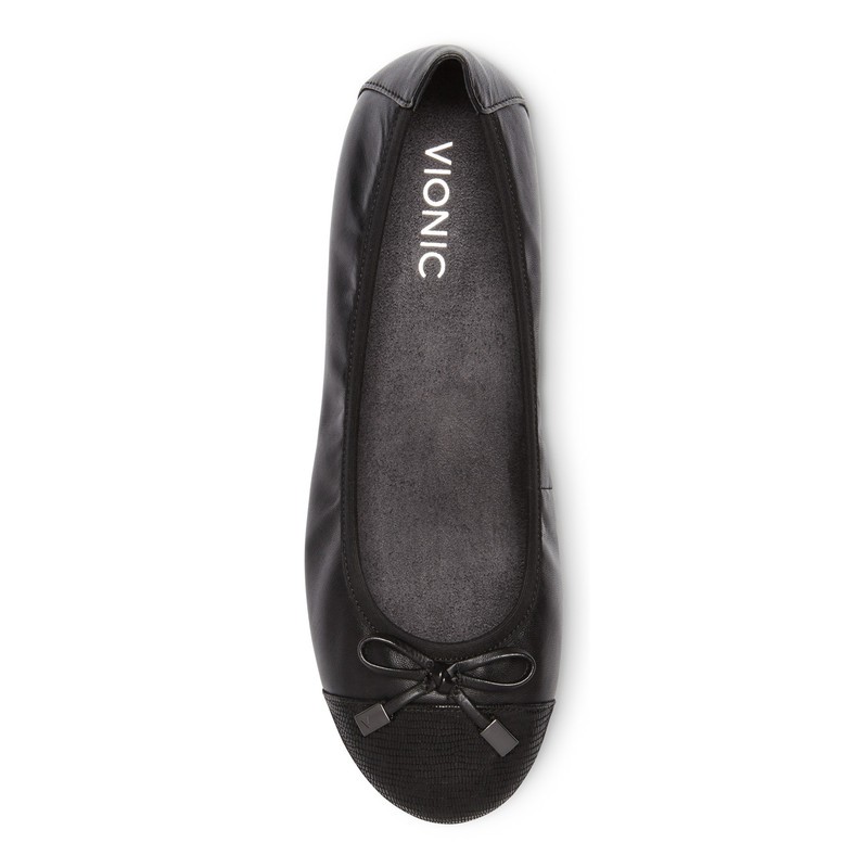 Vionic Minna Black Ballerina Shoes Wanita