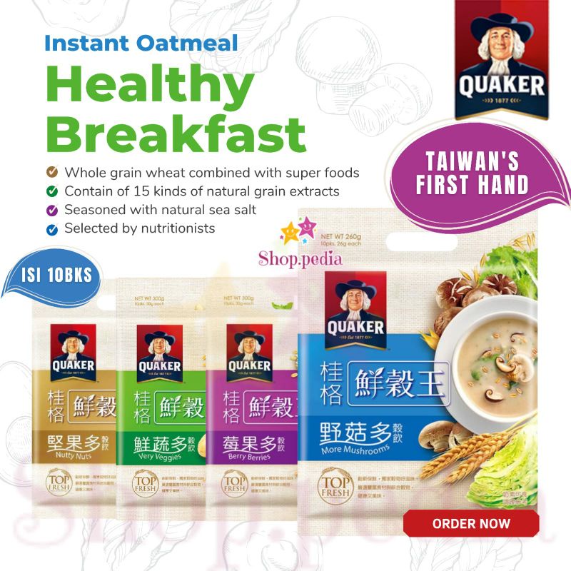 

quaker oatmeal taiwan mushroom berry nut cocok untuk vegetarian siap saji