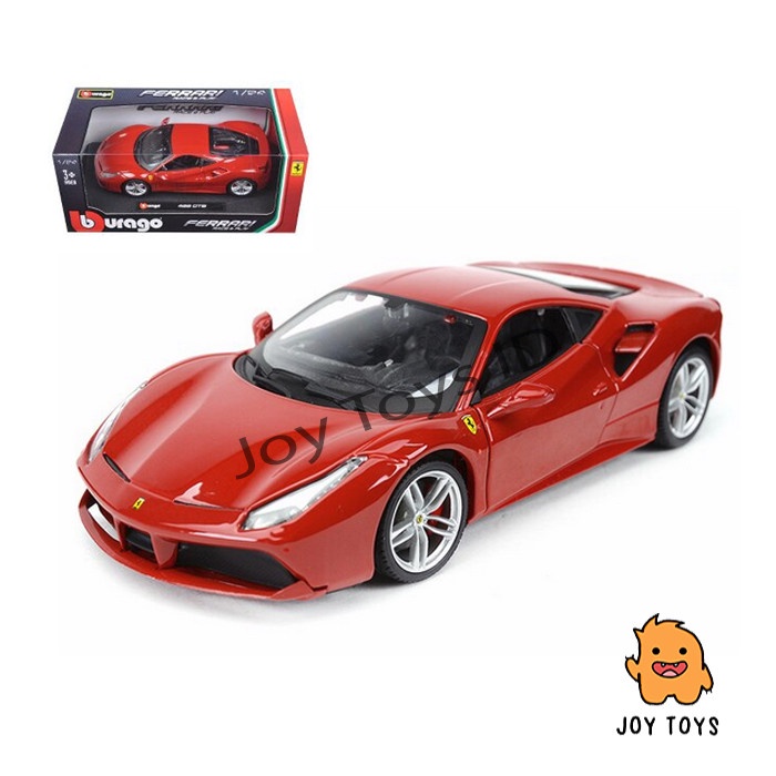 Diecast Bburago Mobil Ferrari 488 GTB Merah / Kuning Skala 1:24
