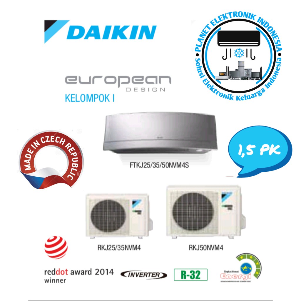 AC DAIKIN EUROPEAN DESIGN 1.5 PK R32 TYPE FTKJ55