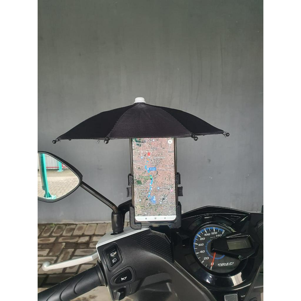 BISA DILEPAS/PASANG Holder handphone hp payung untuk spion motor ANTI HUJAN / ANTI PANAS/ ANTI SILAU MATAHARI