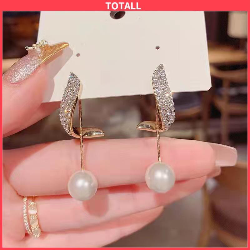 COD Anting Mutiara Berlian Elegan Anting Fashion Sederhana-Totall