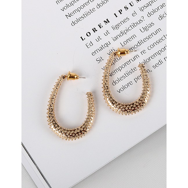 LRC Anting Tusuk Fashion Golden C-shaped Bright Gold Bump Alloy K45742