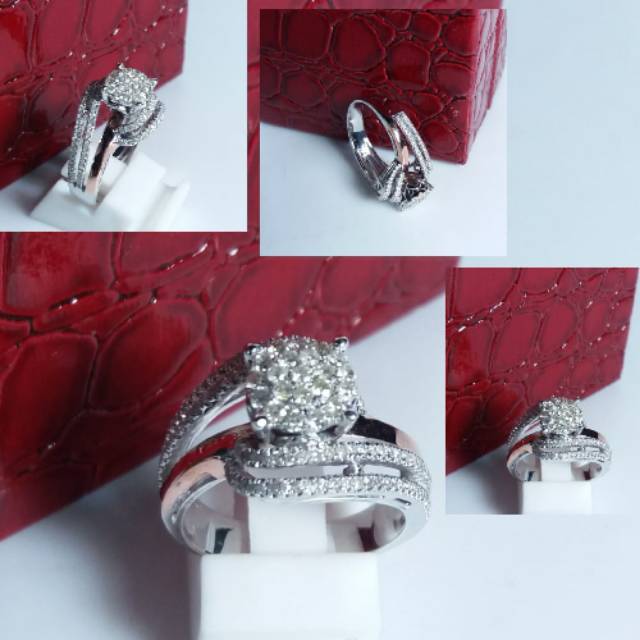 Cincin wanita emas putih berlian