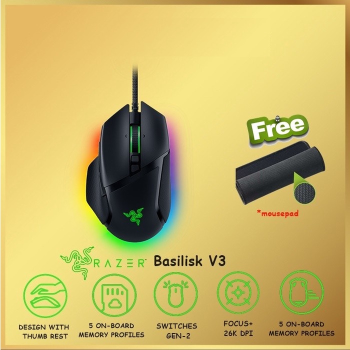 Razer Basilisk V3 Customizable Gaming Mouse with Razer Chroma RGB