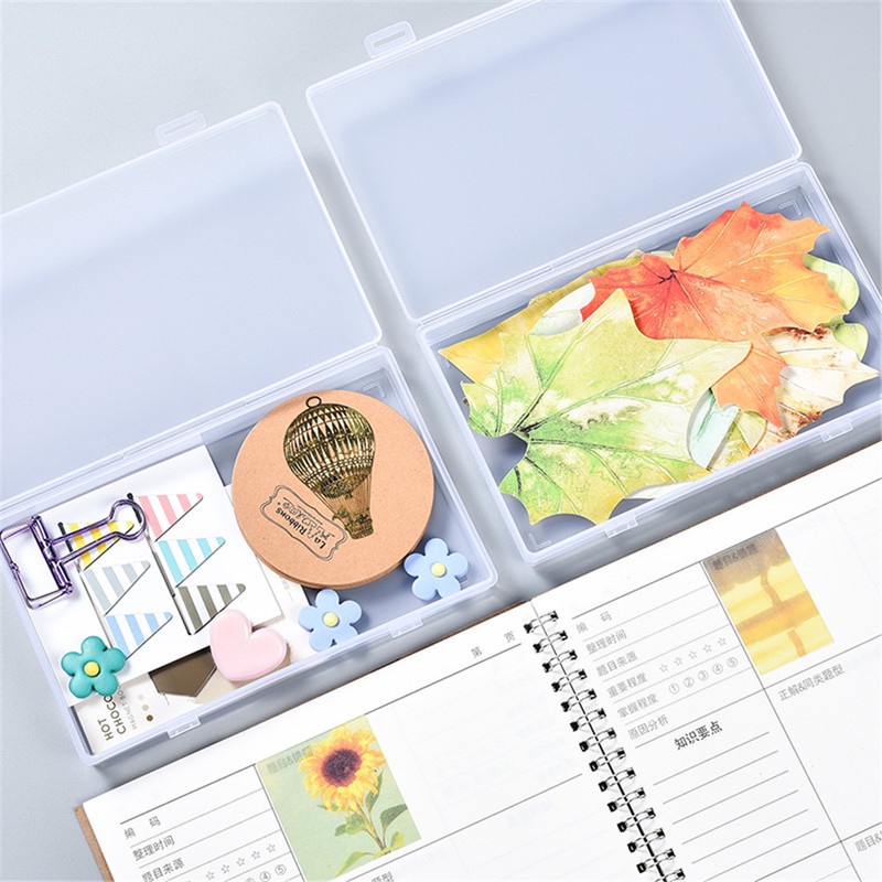 [1pc Transparent Desktop Stationery Organizer Clear Pencil Box ][ Tape Stickers Storage Case][Table Desk Classification Box][Tape Pen Holder Plastic Box ][Desktop Classification Label Organizing Mini Box]