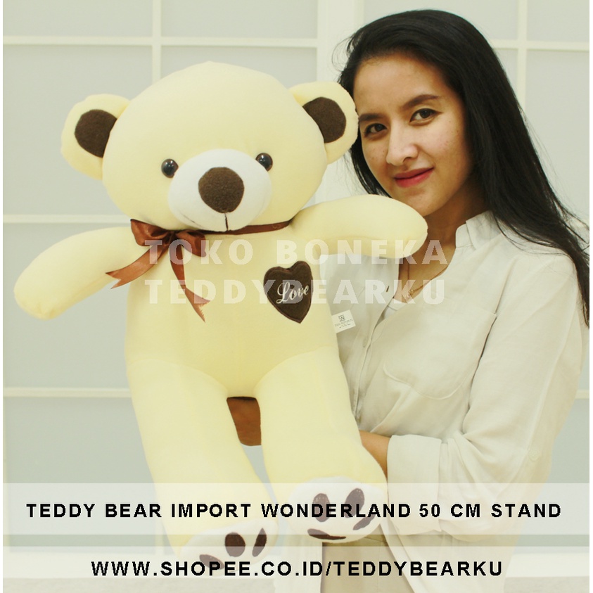 LIMITED! BONEKA BERUANG TEDDY BEAR IMPORT WONDERLAND LOVE LARGE 50 CM STAND STYLE