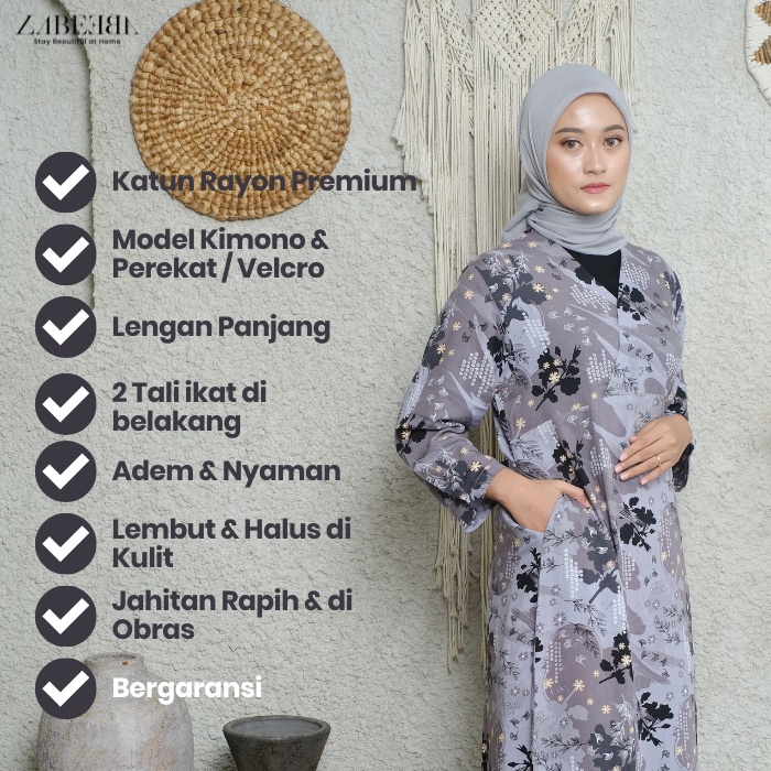 Labeeba Homewear - Dress Kimono Lengan Panjang Baju Gamis Model Terbaru Long Dress Korea Lengan Panj
