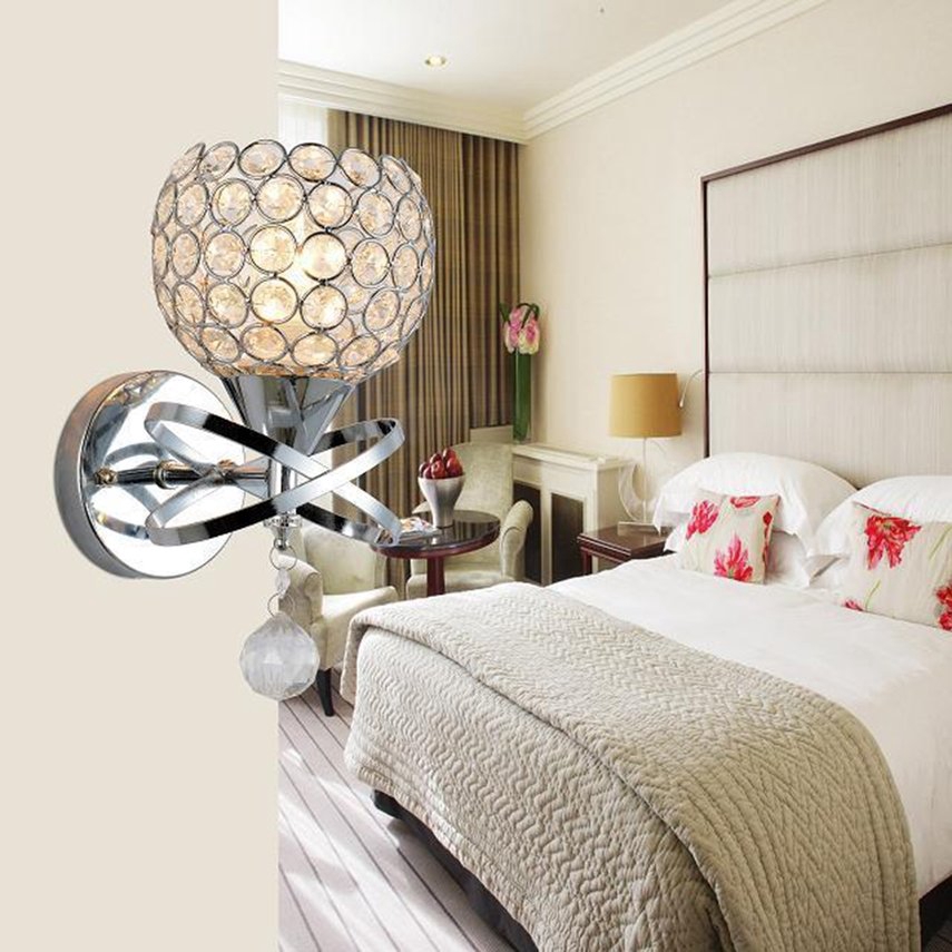 New Led Crystal Wall Mount Lamp Bedroom Lights Home Decor Modern E27 Wall Light Shopee Indonesia