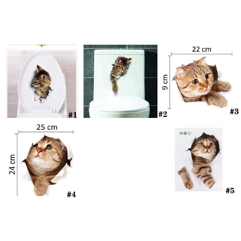 Hot Sale/Stiker Dinding Kucing 3D Kitten Lucu/3D Kitten Cat Sticker/Stiker Kamar Mandi/Rumah Kamar Tidur/Kucing Hidup Stiker Mobil/Wall Art Decor/Kulkas Decal Home Mural Art Decor