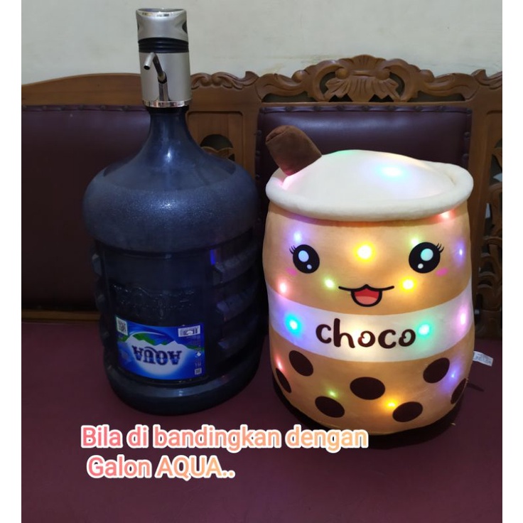 Boneka boba brown sugar LED jumbo / boneka boba coklat jumbo LED / boneka boba coklat LED / boneka b