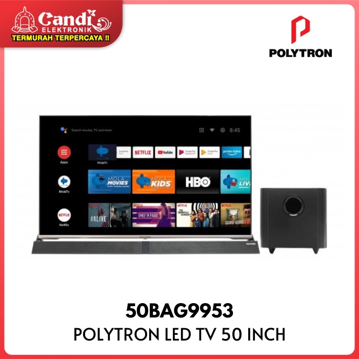 POLYTRON LED TV 50 inch 50BAG9953 Smart Android Cinemax Soundbar