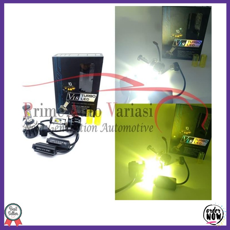 Lampu Led Mobil H4 Dual Colour Led H4 Lampu Turbo Led V18 Terlaris
