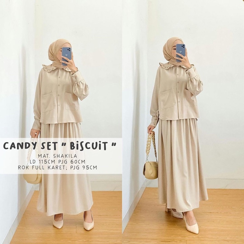 (MSB) ONE SET CANDYANA OVERSIZE DAILY KEMEJA ROK SET WOLFIS