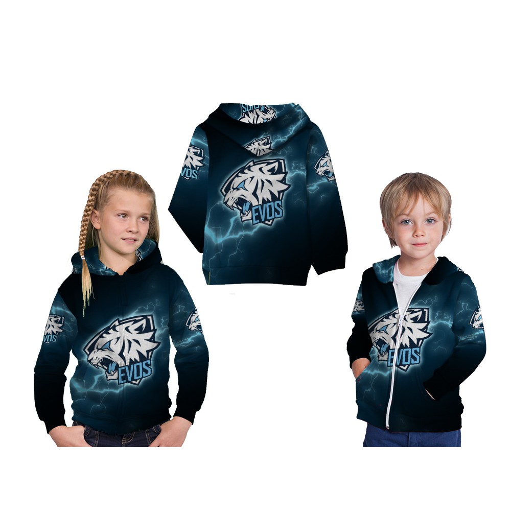 [TiniShop] Jaket Hoodie EVOS Anak Unisex 3D FullPrint / Evos Jaket Anak Original