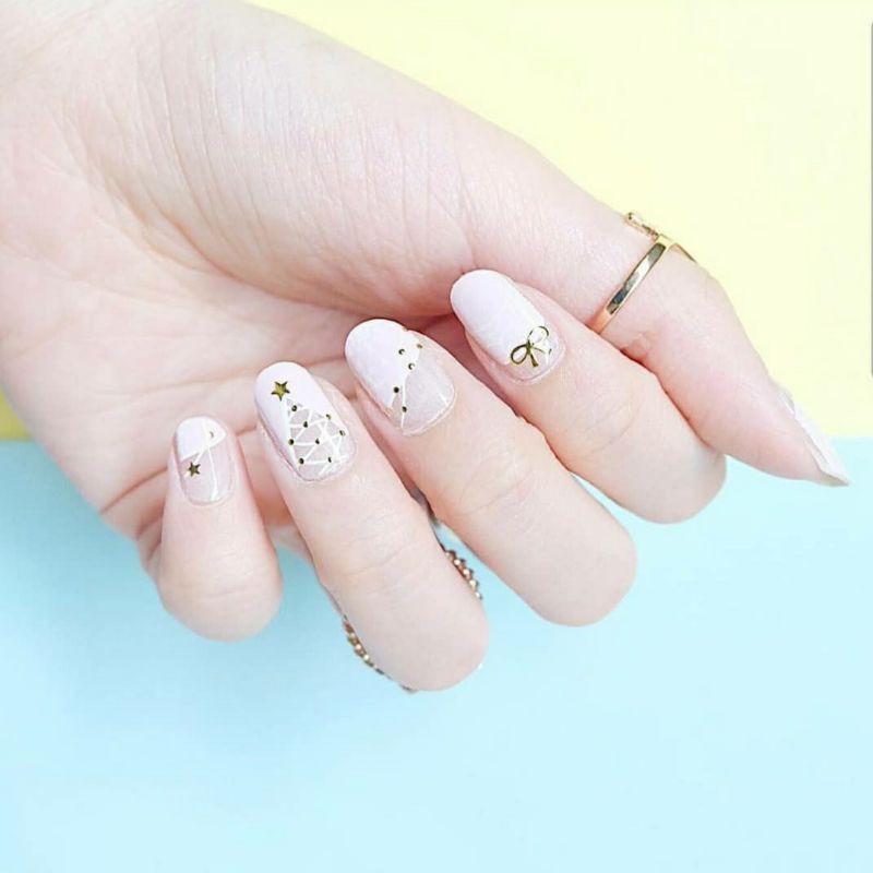sticker kuku, nail sticker, sticker kuku tangan Pink Mistletoe, sticker kuku kaki
