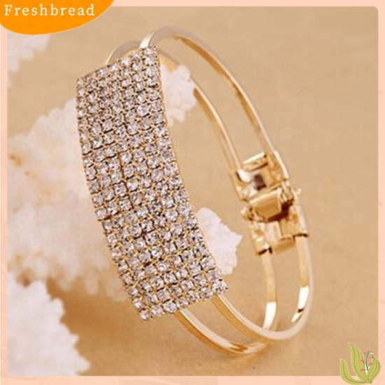 [Fresh] Gelang Bangle Cuff Kristal Bling Elegan untuk Hadiah Wanita