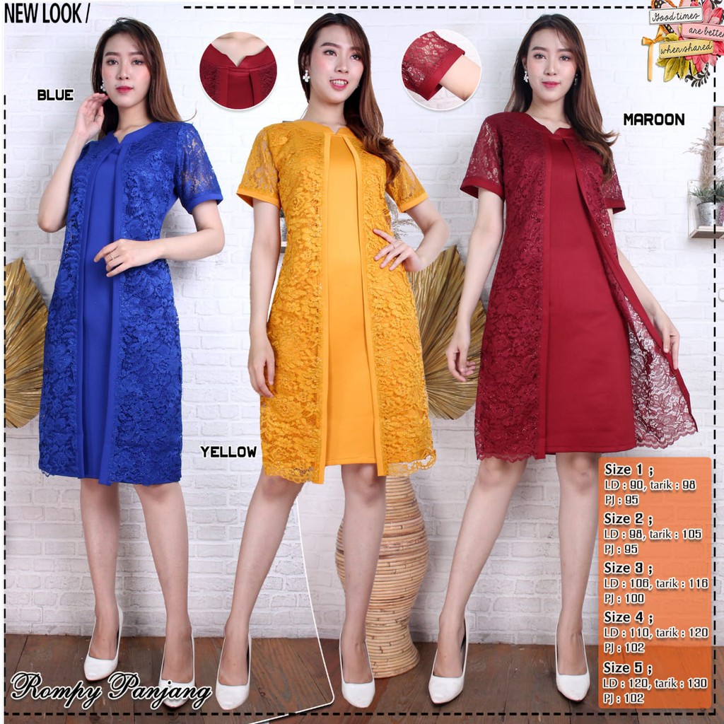 PARTY DRESS JESSICA SCUBA COMBI BROKAT MEDIUM - SUPER JUMBO / DRESS PESTA BRUKAT KOMBI SCUBA