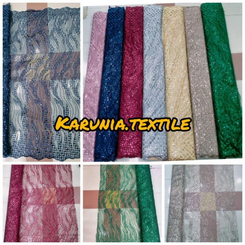 KAIN TILE PAYET SPENGGEL / BAHAN KEBAYA / TILE PAYET (harga per 0.5 meter)
