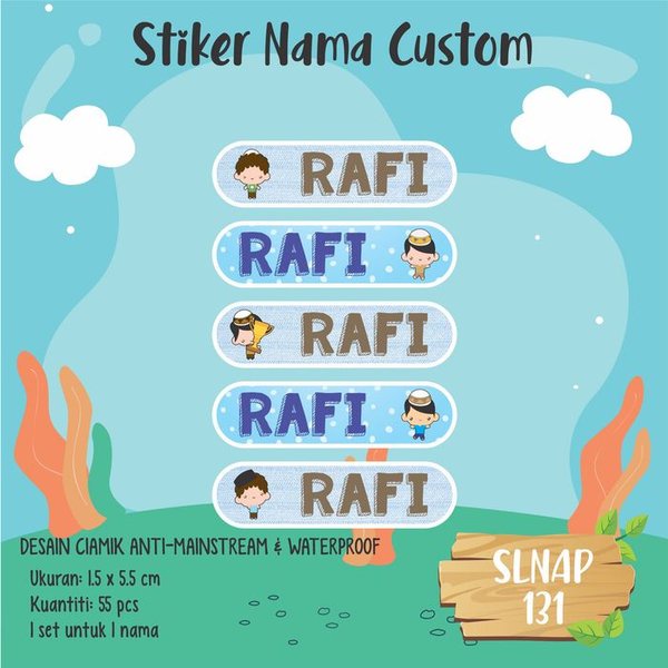 

Promo sticker label nama anak laki-laki boy waterproof muslim SLNAP-131 Berkualitas