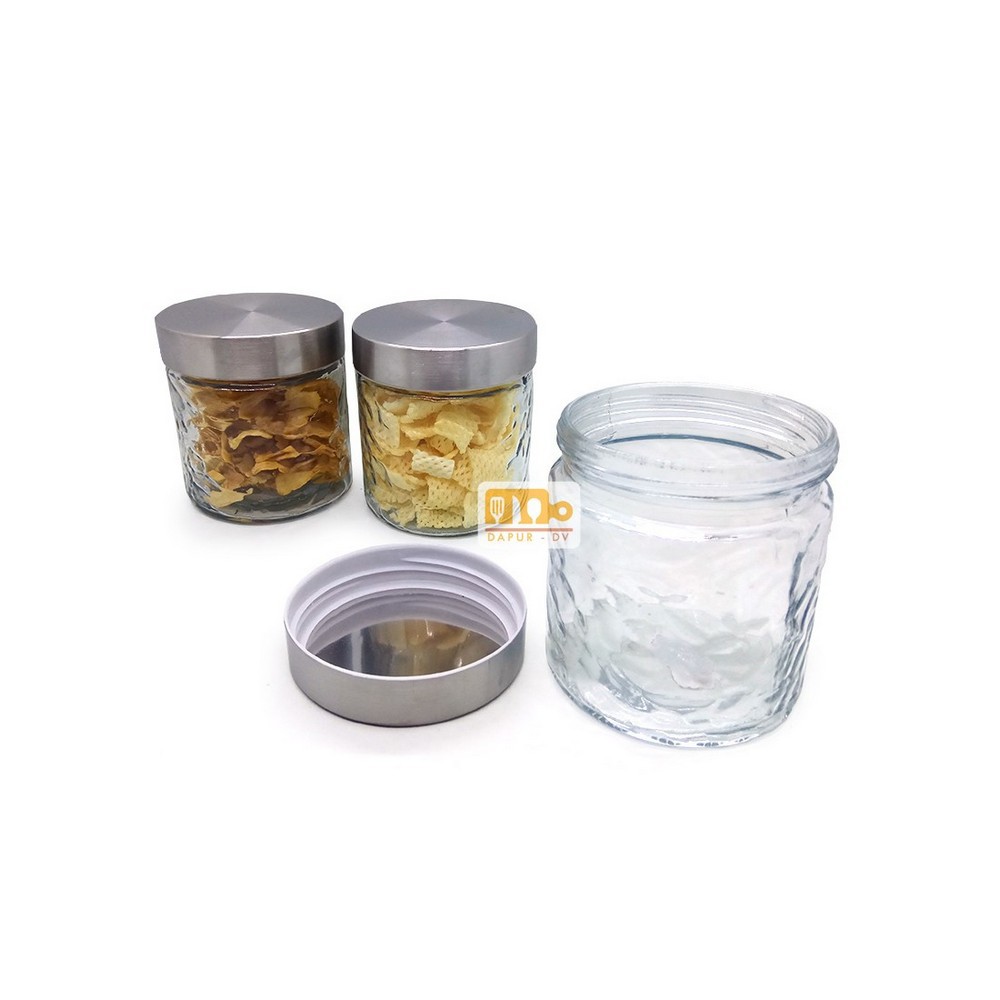 Toples Kaca kue permen 12 cm motif Bunga tutup transparan - Random colour