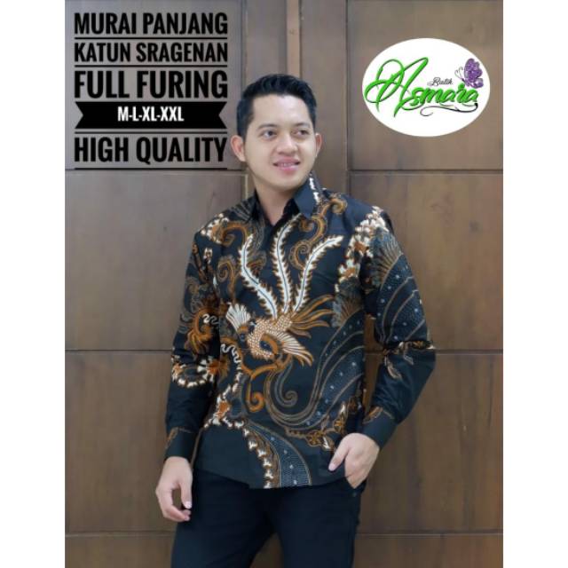 Batik Solo MURAI PANJANG Kemeja Pria Katun Halus Sragenan Full Furing