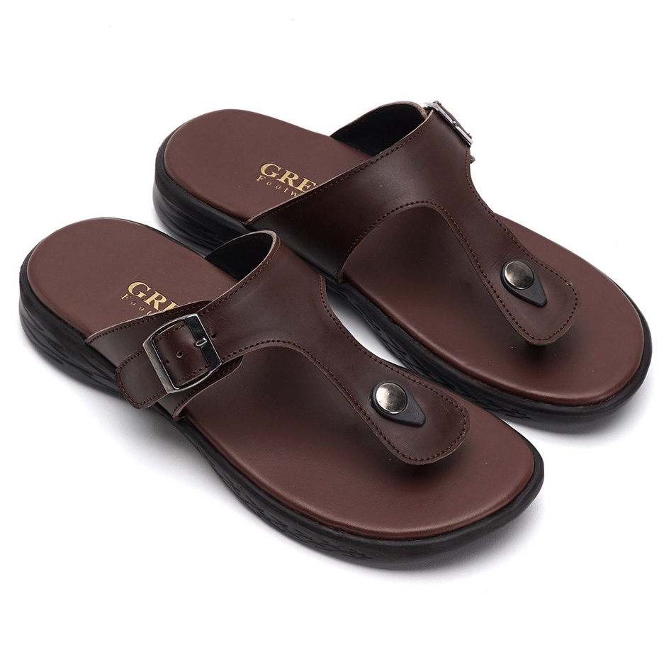 MUNSO BROWN (KULIT ASLI) |ManNeedMe x GREATA| Sandal Pria Casual Sendal Jepit ORIGINAL