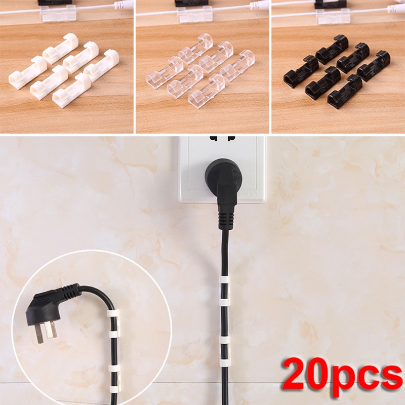 VIVI   20Pcs Self Stick Wire Cable Cord Clips Clamp Table Wall Tidy Organizer Holder