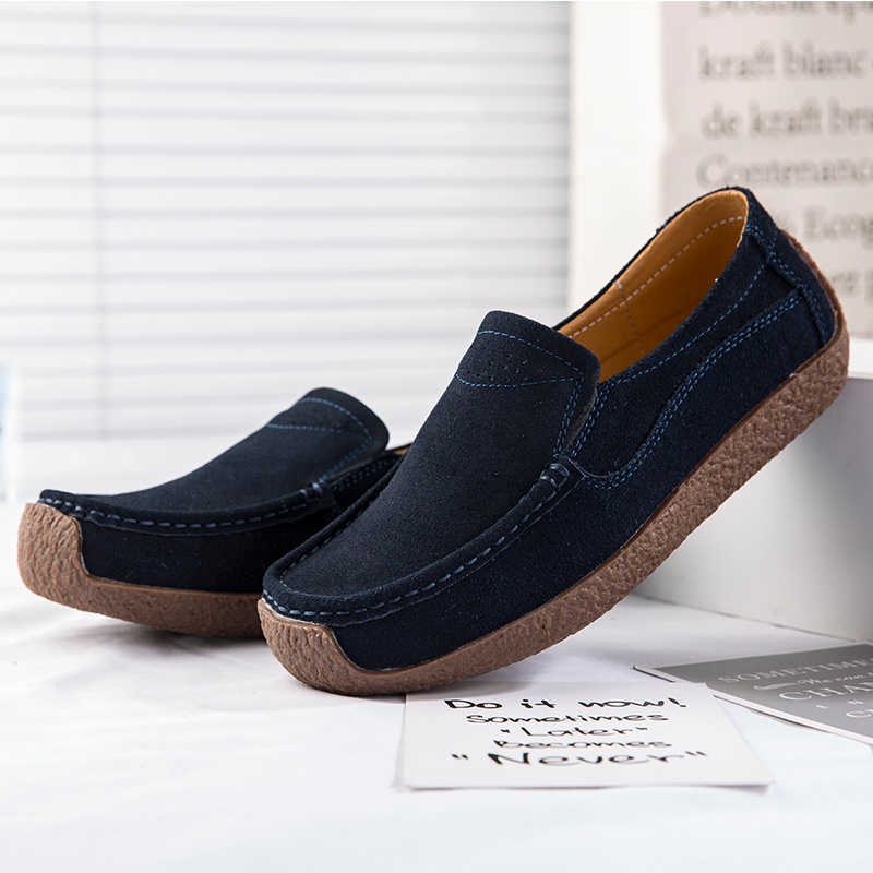 COD 100% KULIT ASLI Sepatu Wanita Casual Slip On Cantik Kuliah Murah Selop Flat Shoes Kekinian Cewek Slop 101