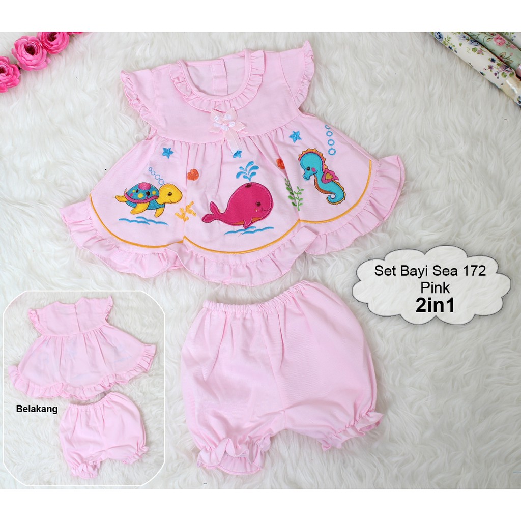 Set Bayi Sea 172 2in1/Setelan Baju Tidur Bayi Piyama Bayi 0-6bln/Pakaian Baju Anak Bayi Import Murah