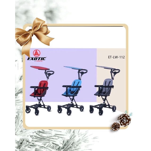 Stroller Lipat Exotic Lw-112, Lw-120 Roda 4, Kereta Dorong Sepeda Anak Lipat Lw112 lw120 Free Kring 