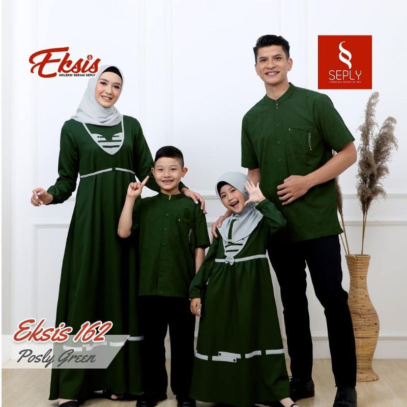 Gamis Sarimbit Original Eksis 162 Posly Green by Seply|Baju Koko|Baju Sarimbit|Baju Lebaran|Hijabers